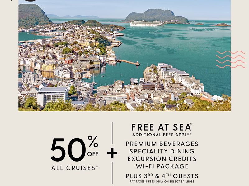 50% Off All Cruises + Free at Sea