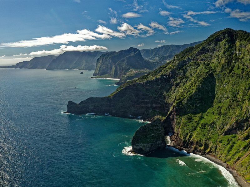 Looking east along the north coast of Madeira
