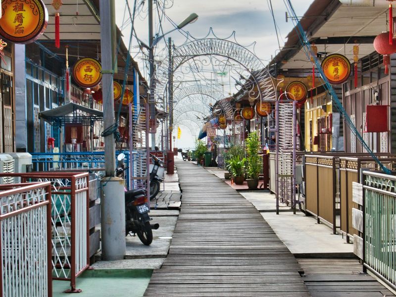 Cla houses on stilts in Penang