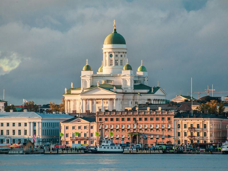 Helsinki Cathedral in Autumn Sunset